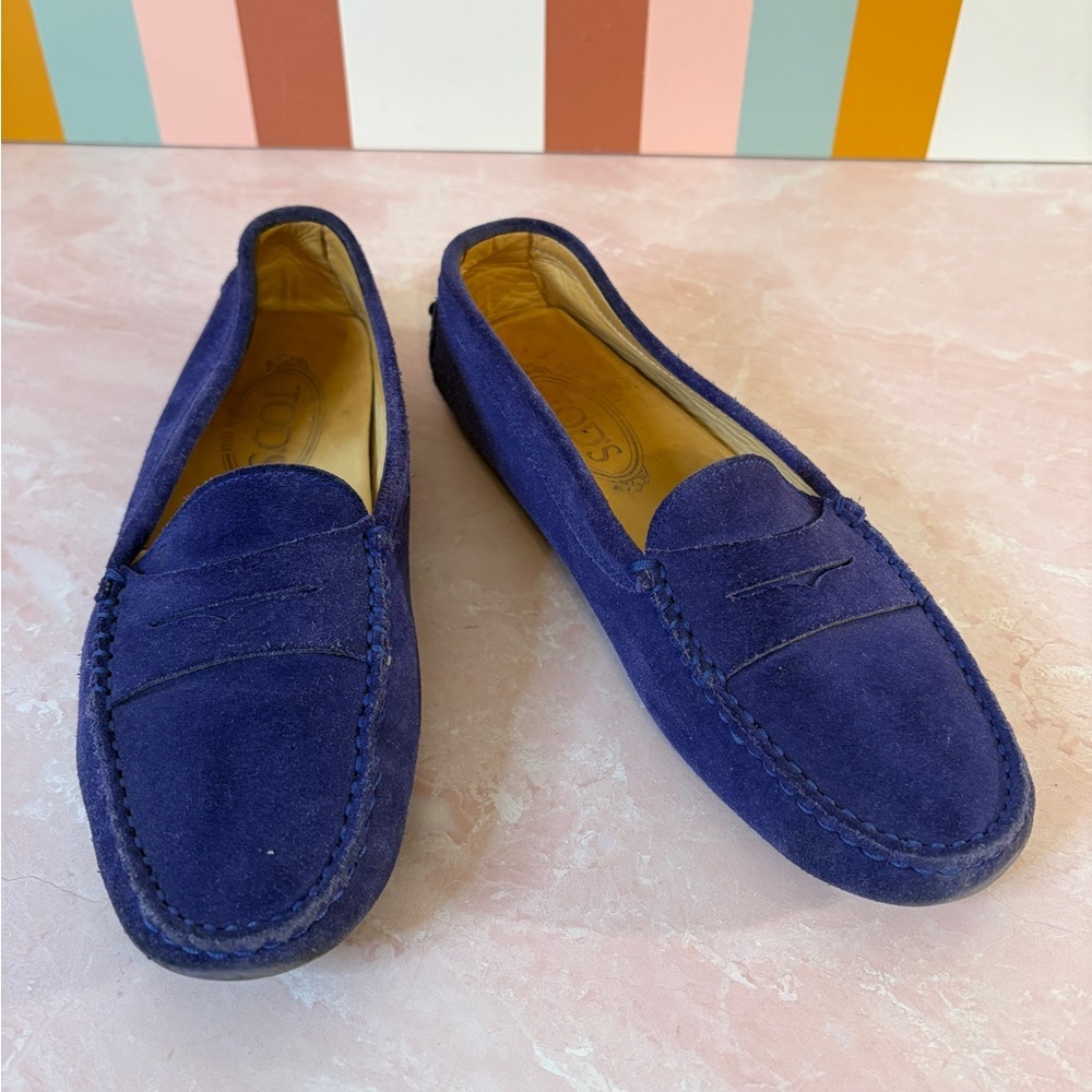 Tod's Royal Blue Gommino Italian Suede Loafers | 36.5 | US7